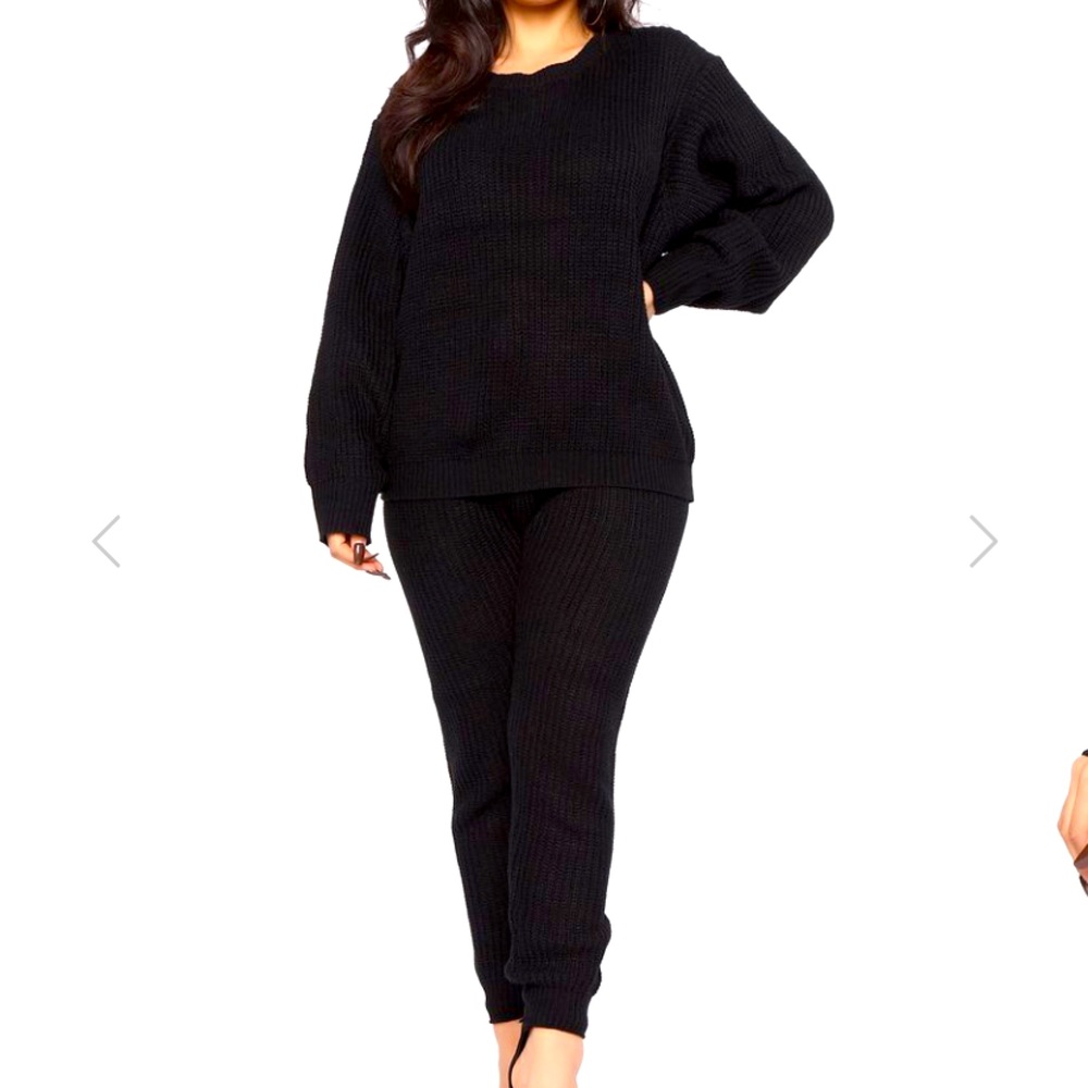 In A Knit Sweater Set - Black